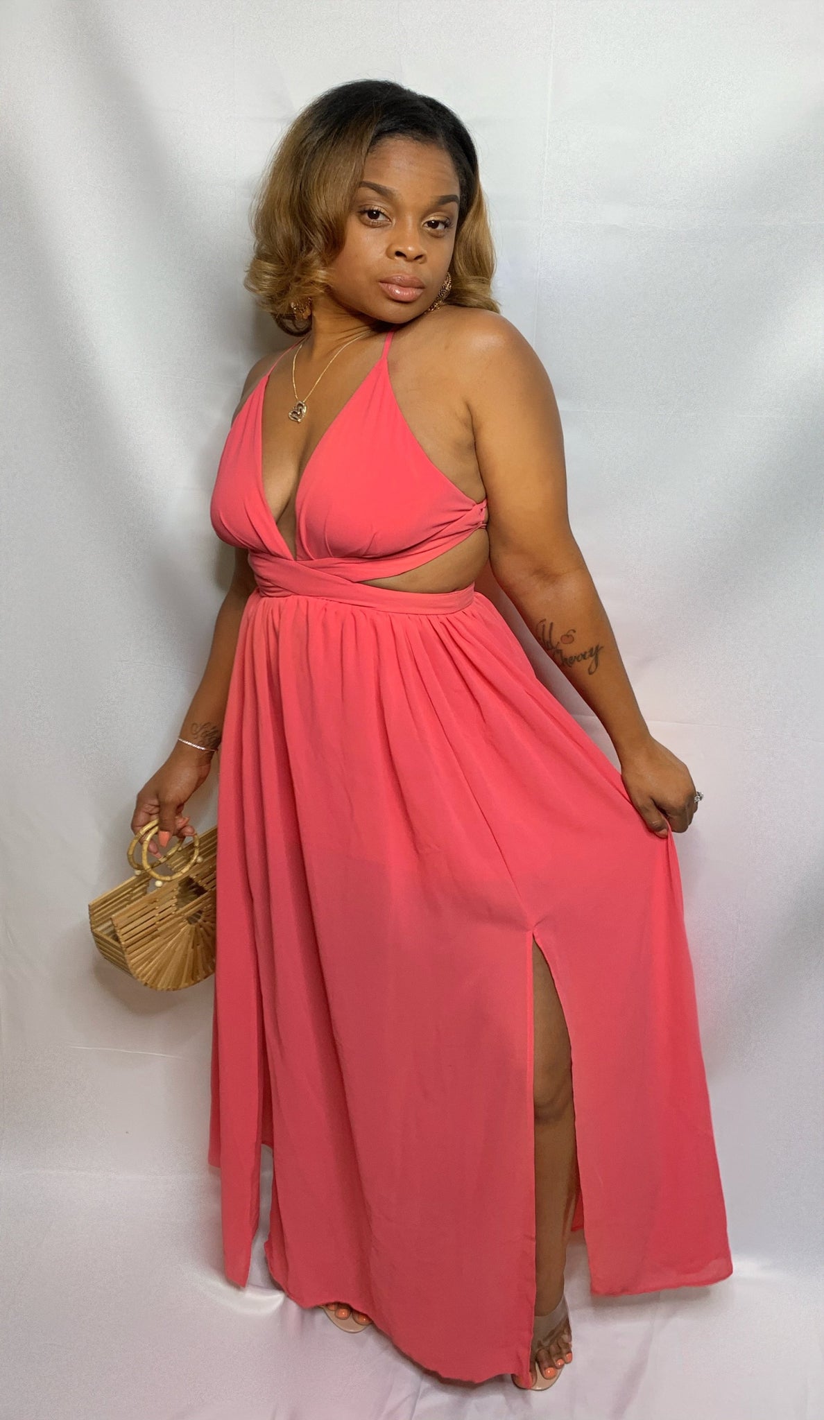 Coral Colored Maxi Dress ...